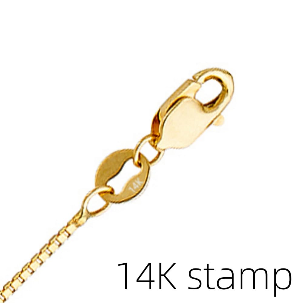 14k Gold Box Chain Necklace with Lobster Claw Clasp O445