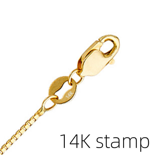 14k Gold Box Chain Necklace with Lobster Claw Clasp O445