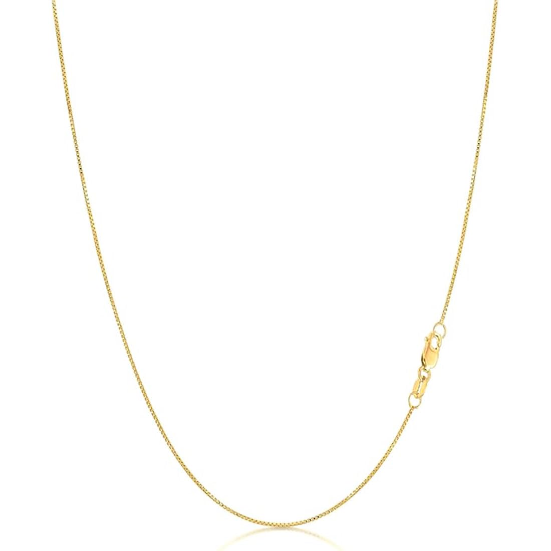 14k Gold Box Chain Necklace with Lobster Claw Clasp O445