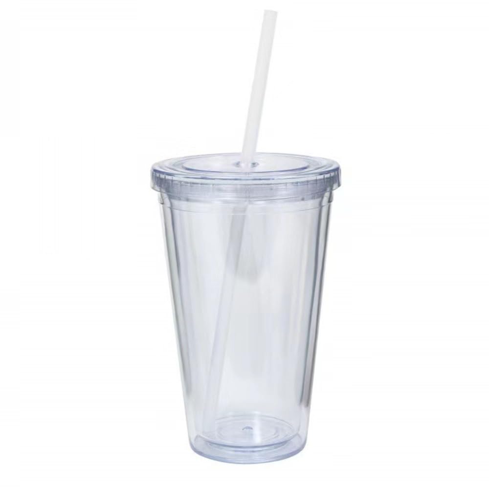 650ml Clear Tumbler with Lid and Straw Y971
