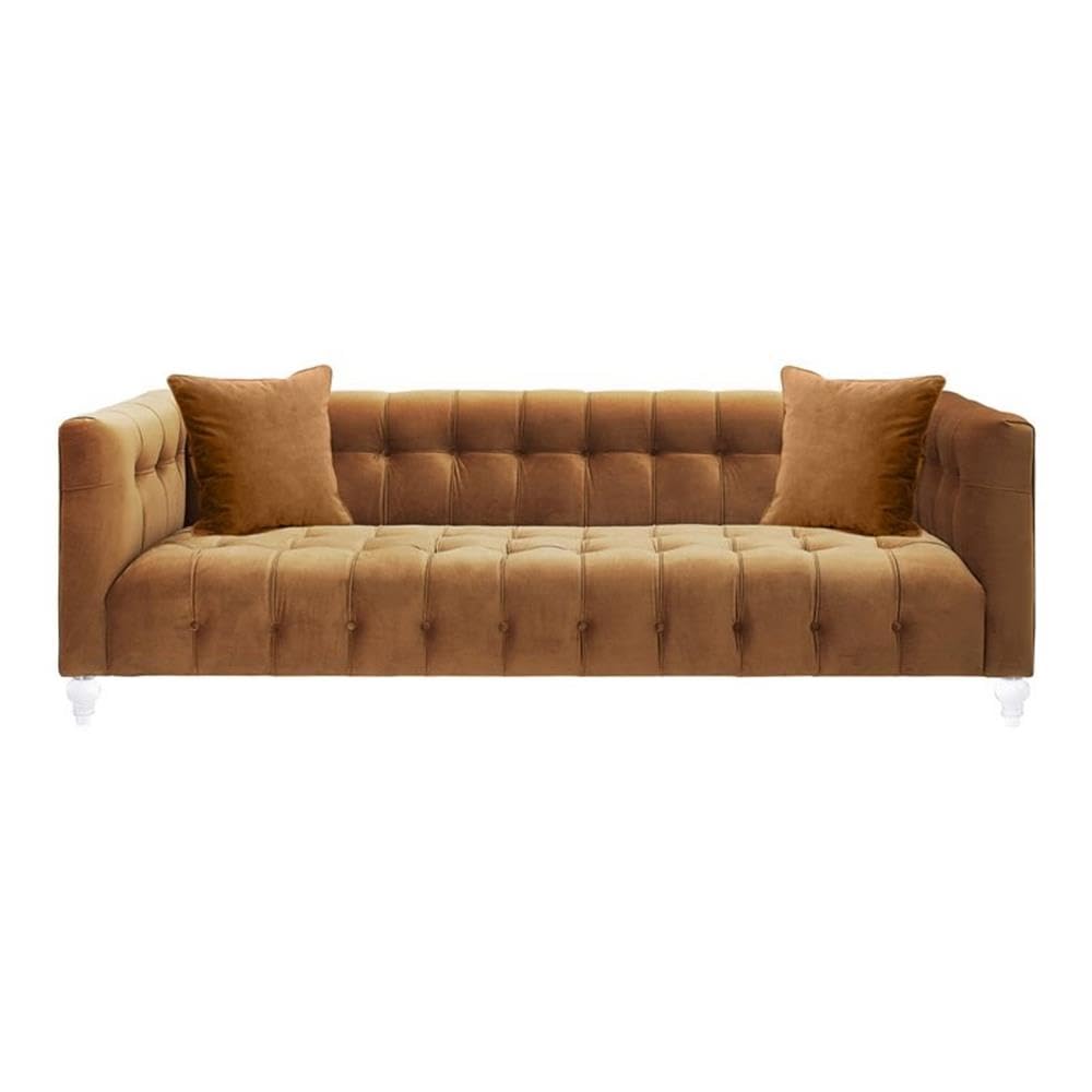 Velvet Upholstered Sofa with Tufted Seat and Back I57053