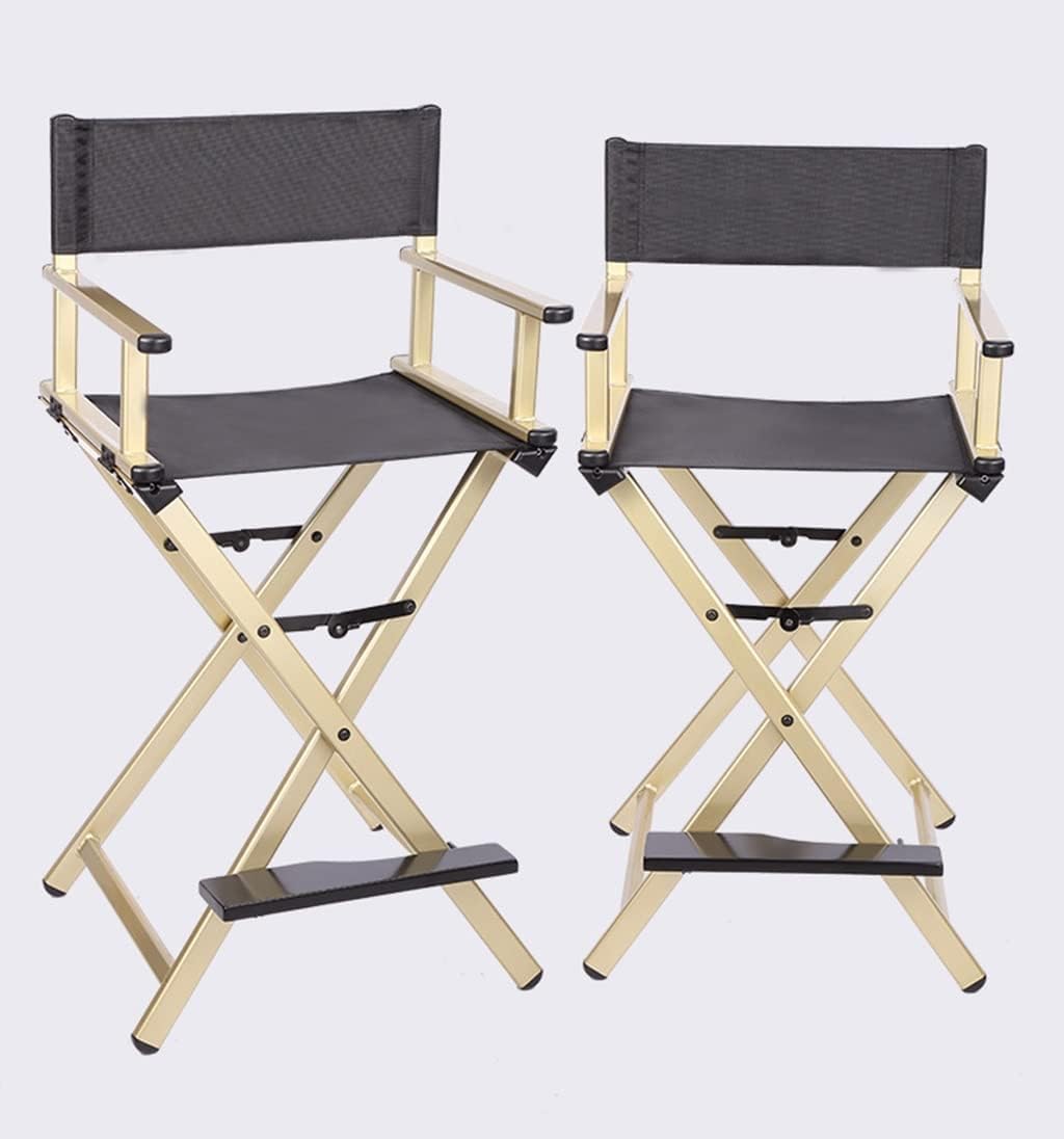 Black Aluminum Folding Director's Chair with Footrest K6632