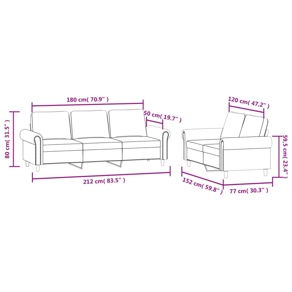 Light Gray Velvet 2 Piece Sofa Set U255226