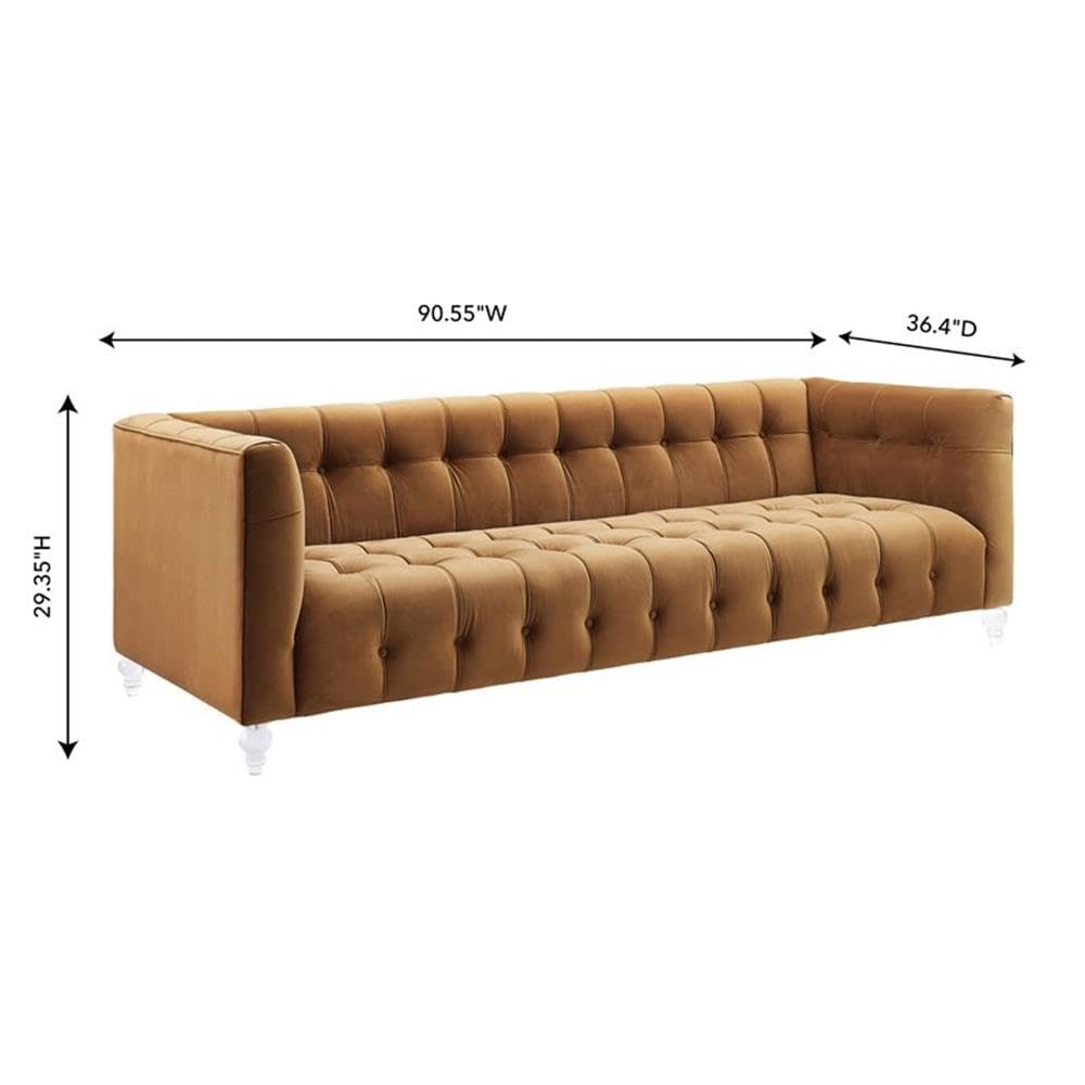 Velvet Upholstered Sofa with Tufted Seat and Back I57053