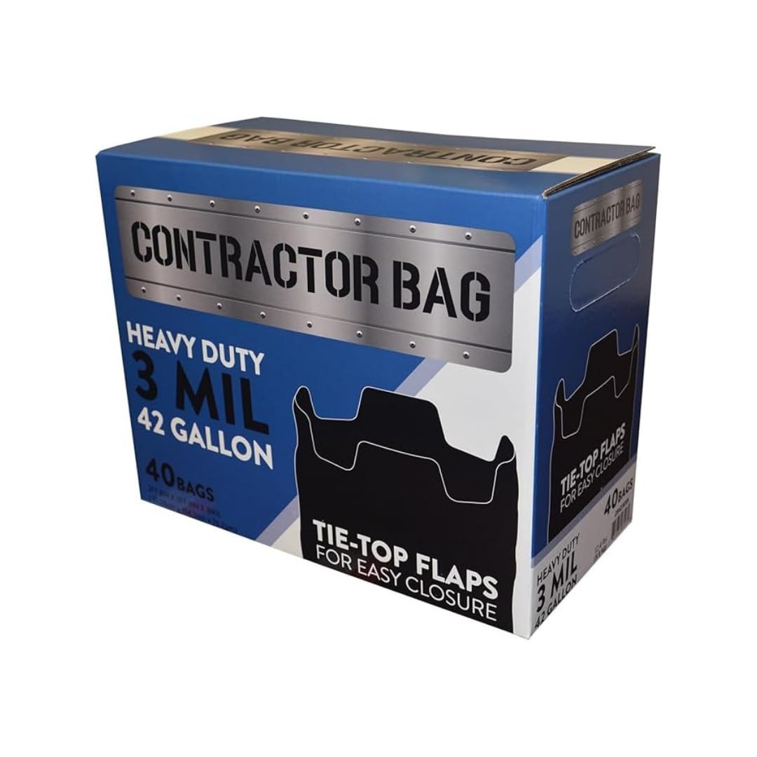 42 Gallon Black Contractor Garbage Bag, 40 Count D505180