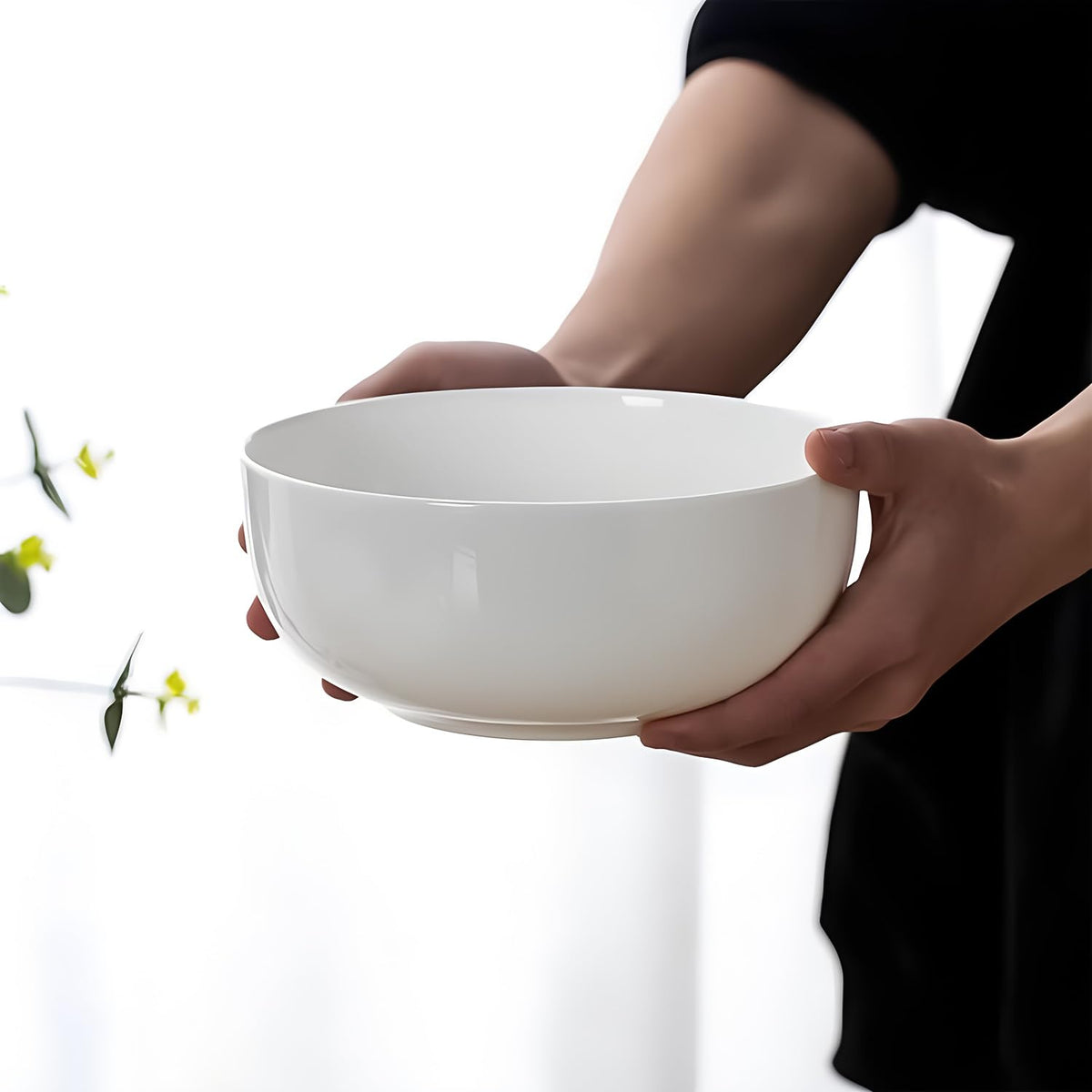 40 oz Off White Ceramic Soup Bowls Set of 4 Y695