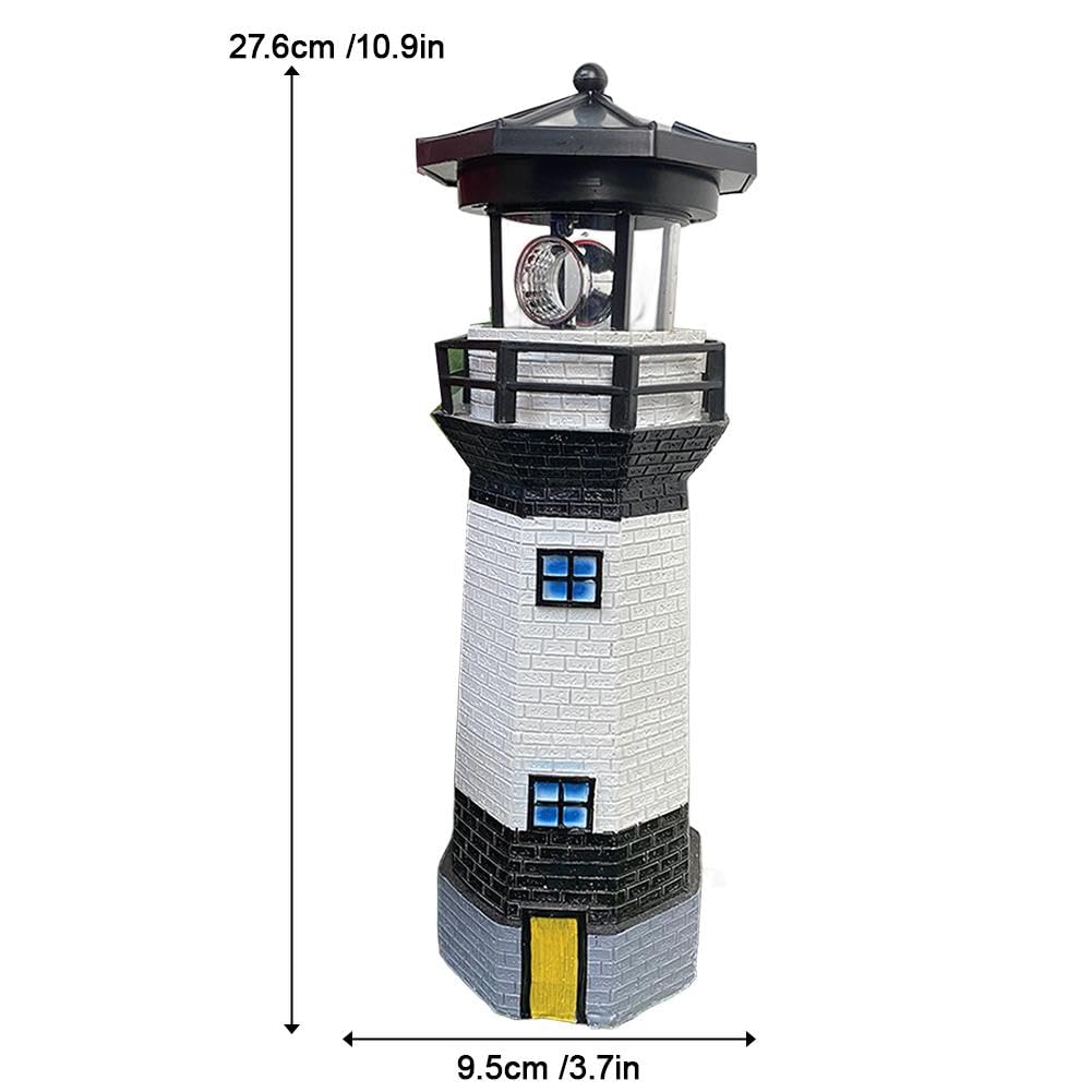 10.9in Resin Waterproof Solar-Powered Lighthouse Statue A31929