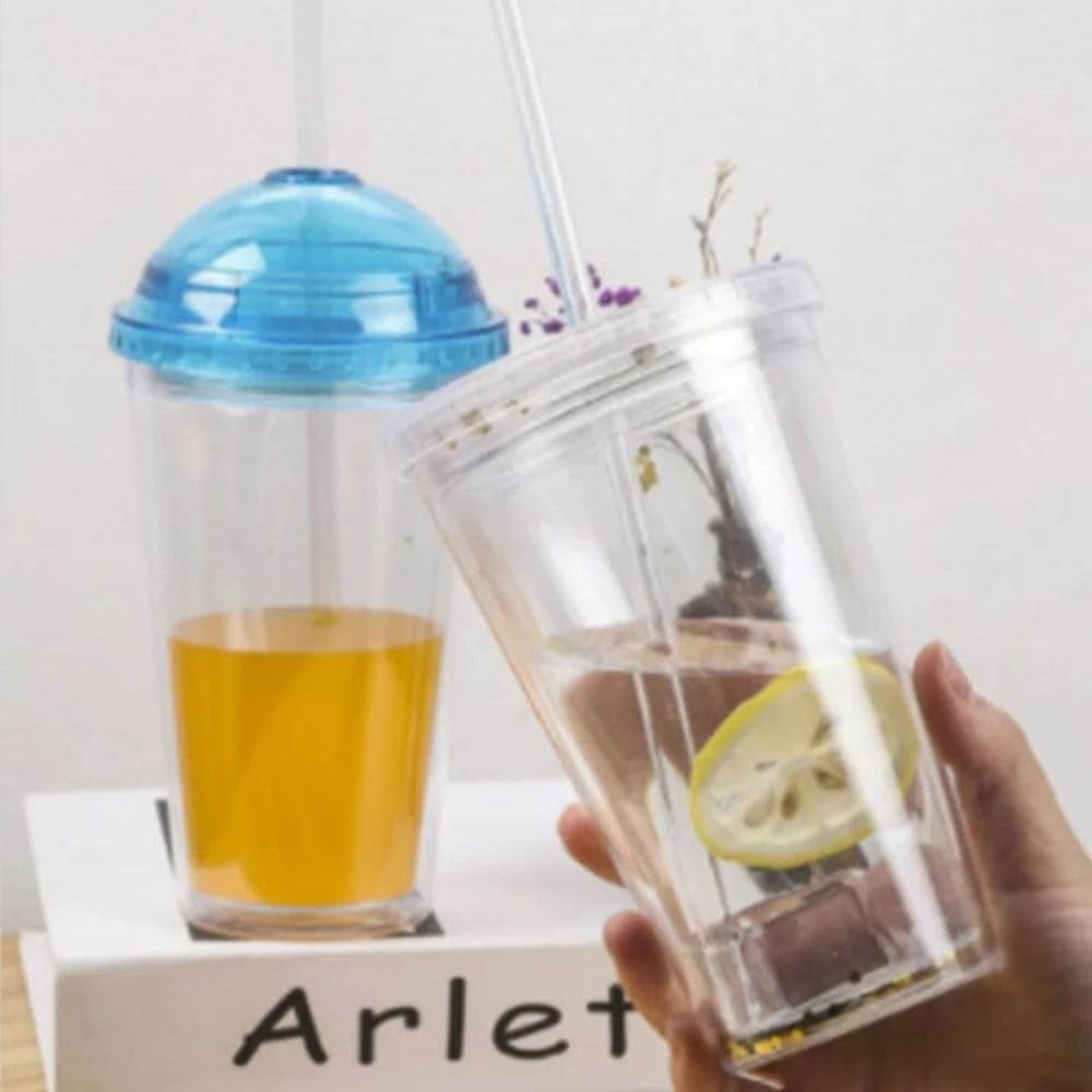 650ml Clear Tumbler with Lid and Straw Y971