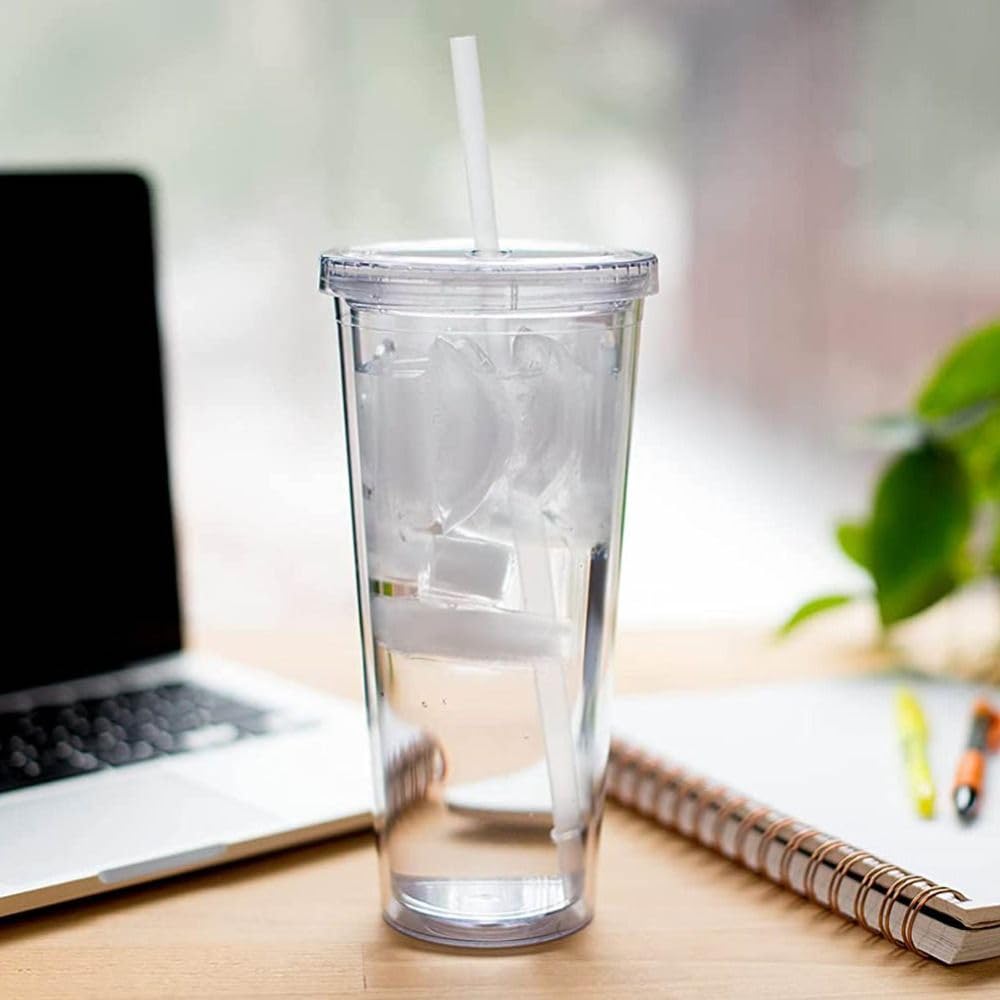 650ml Clear Tumbler with Lid and Straw Y971