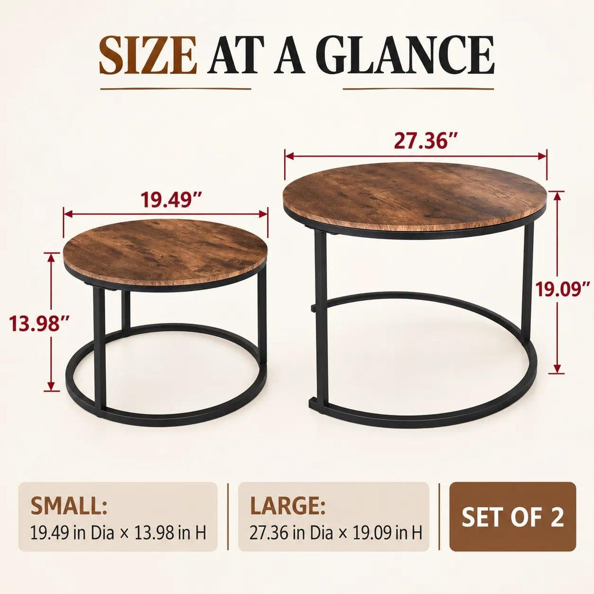 Round Nesting Coffee Table Set of 2 G8861