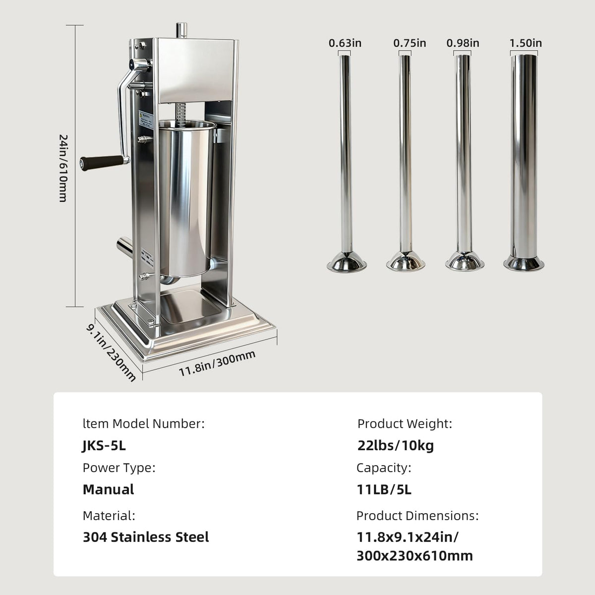 11LBS/5L Vertical Sausage Stuffer B46976