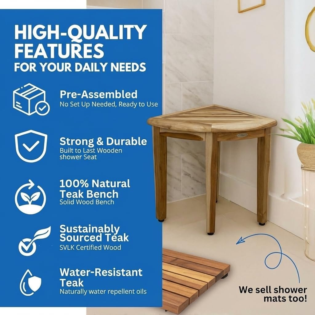 18” Teak Corner Shower Bench R63429