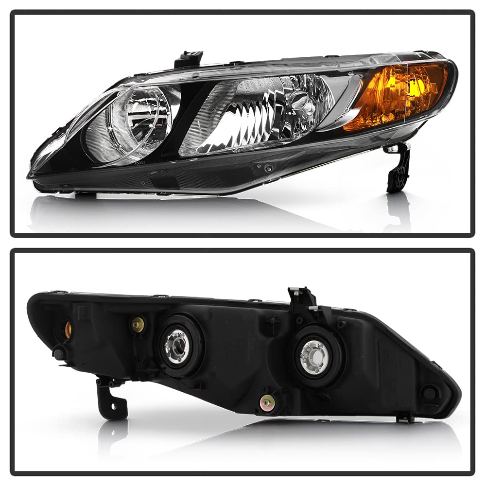 Black Factory Style Headlights Headlamps Left+Right F117851