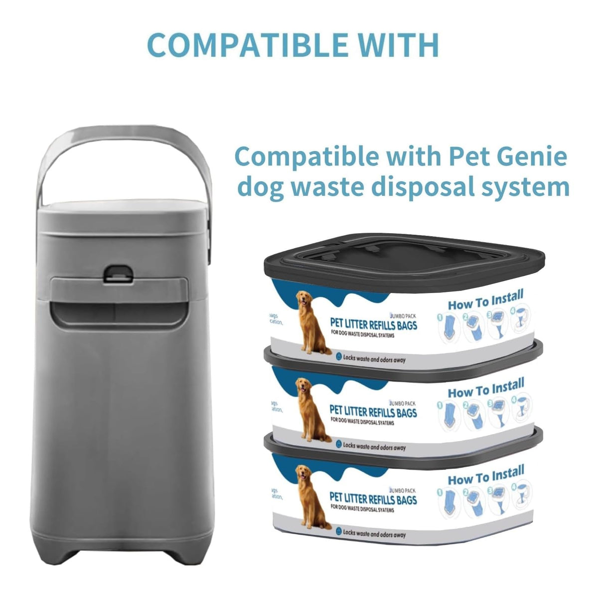 6 Pack Jumbo Square Refills Pet Waste Bags G2049