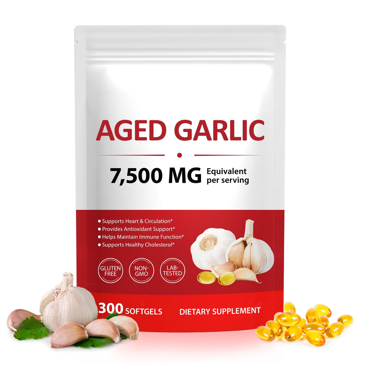 2 Years Aged Garlic Extract Capsules 300 Count Gluten-Free F5408