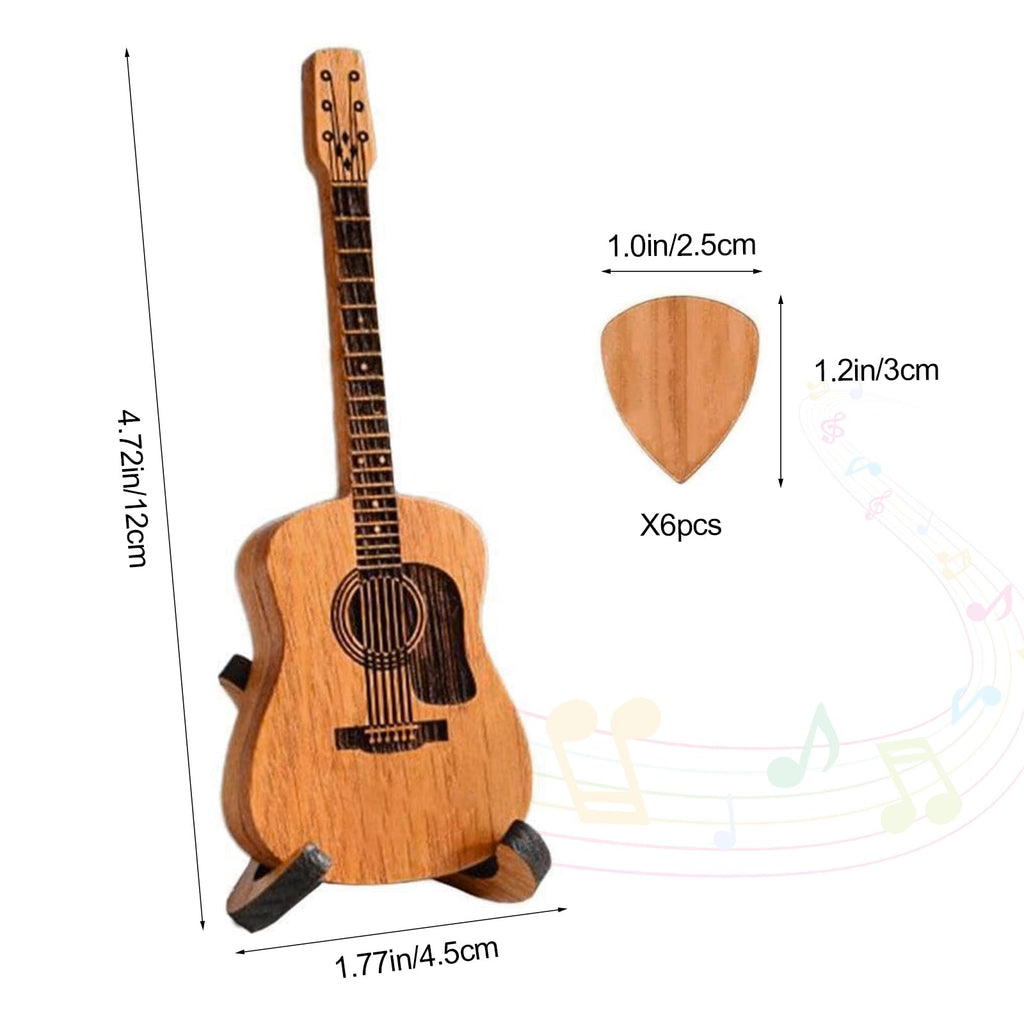 Wooden Guitar Pick Box with 6 Pcs Guitar Picks G212943
