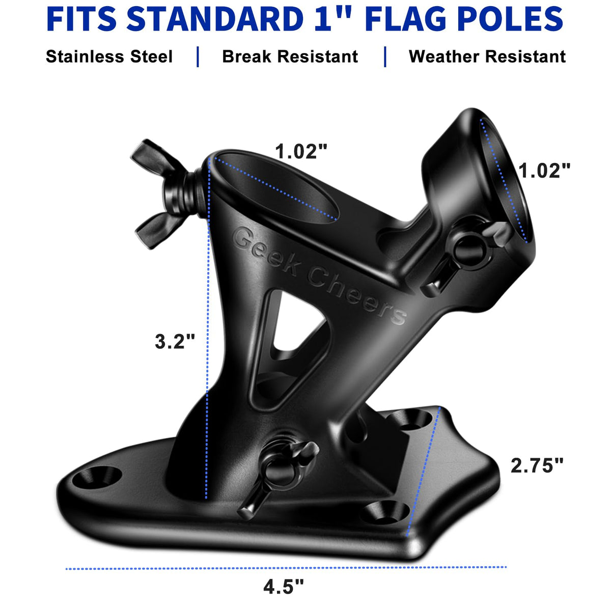 Heavy Duty Stainless Steel Flag Pole Holder 2 Positions D235854
