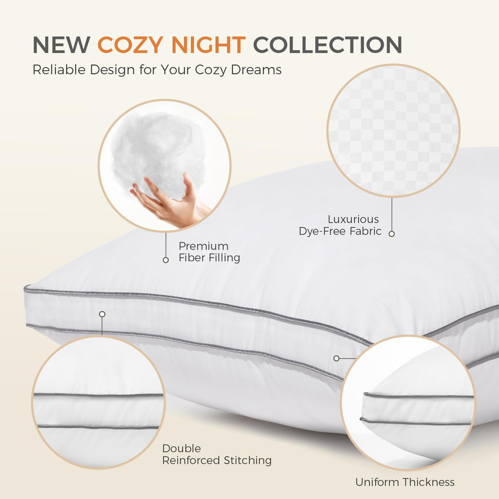 King Size Set of 2 Gusseted Bed Pillows B973146