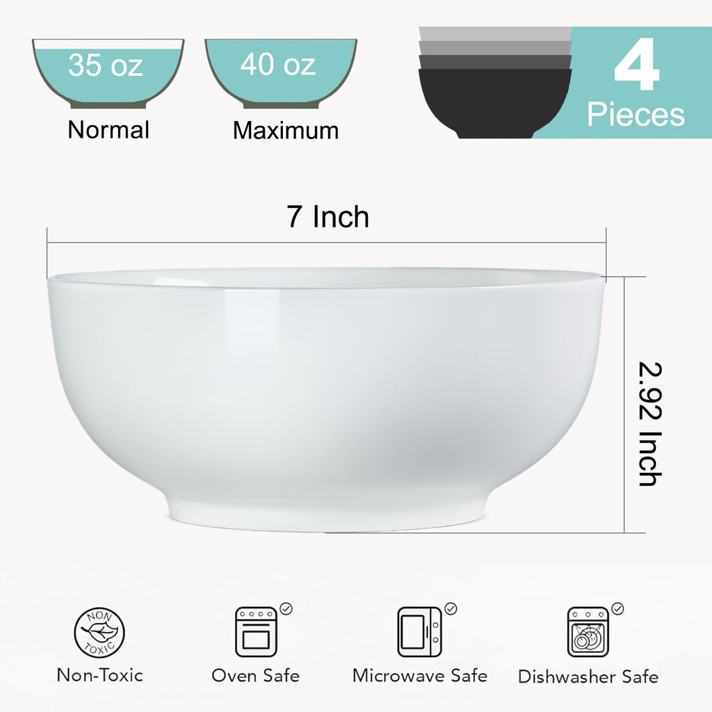40 oz Off White Ceramic Soup Bowls Set of 4 Y695