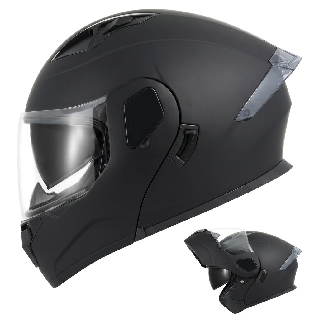 Full Face Flip Up Matte Black Motorcycle Helmet M878