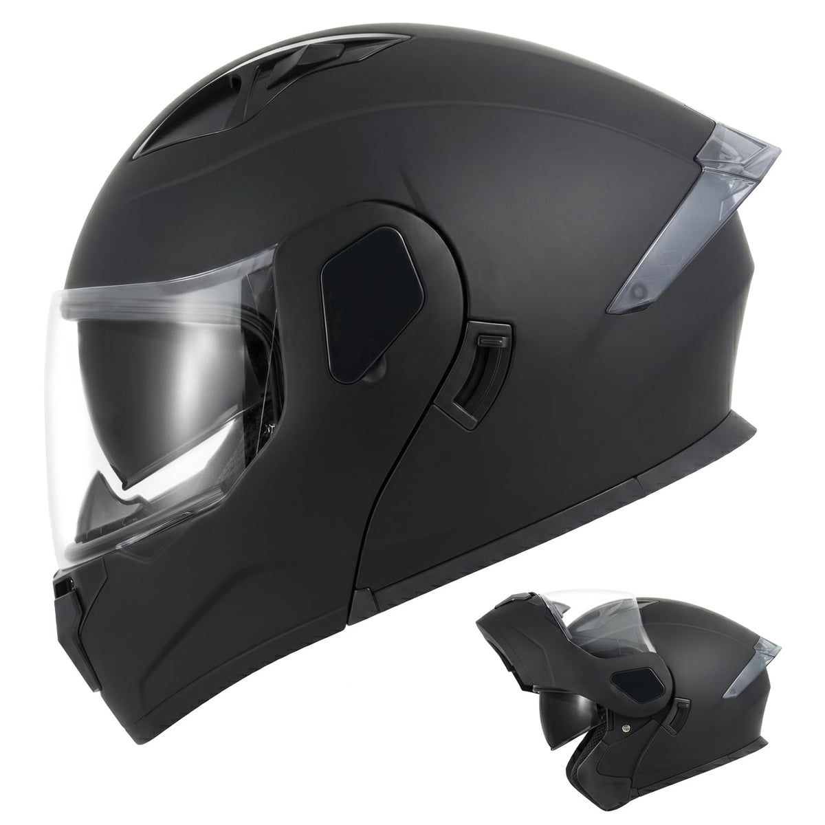 Full Face Flip Up Matte Black Motorcycle Helmet M878