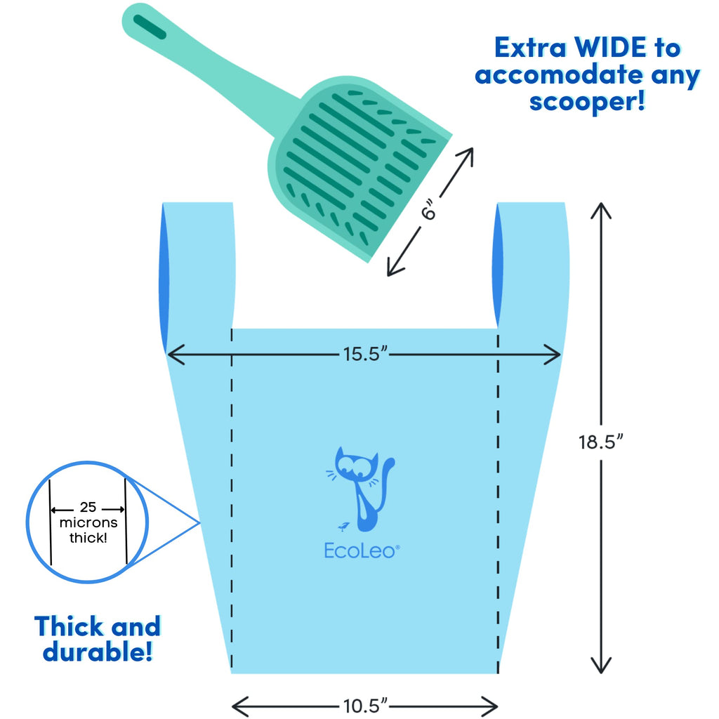 X-Large Corn Starch Leak Resistant Cat Litter Waste Bags with Easy-Tie Handles Q731
