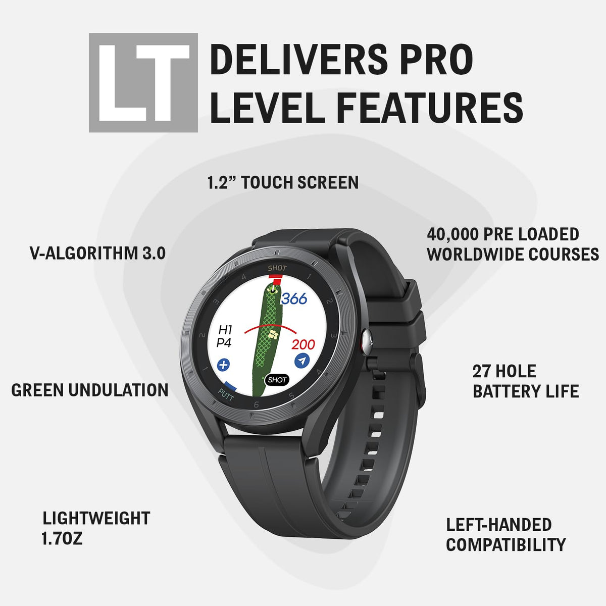 GPS Golf Watch with Green Undulation Slope Mode 1.2" Color Touchscreen P384963