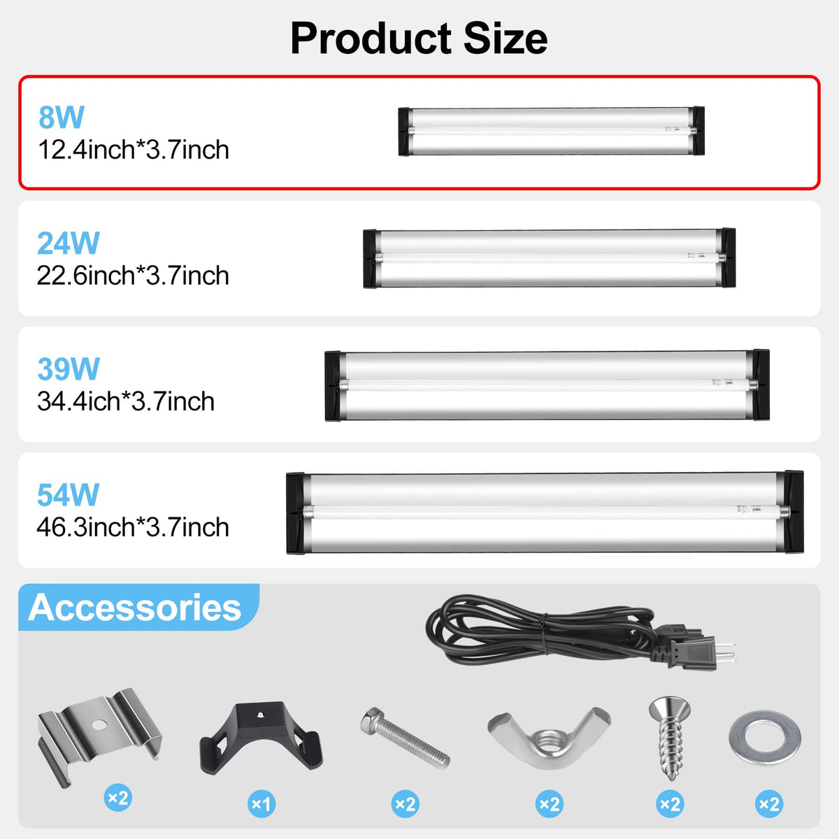 8W 10.0 UVB Reptile Light Fixture Combo Kit 12inch N8820