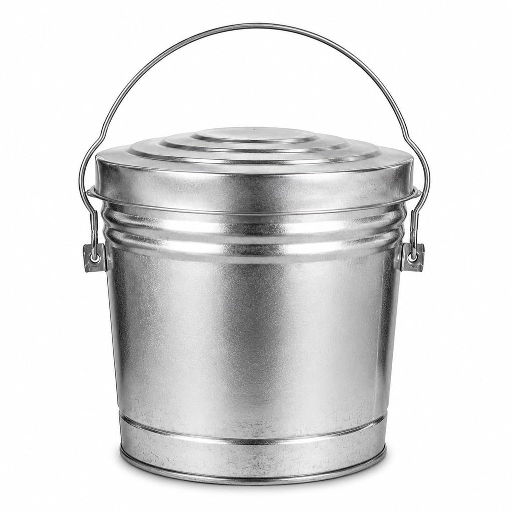 6 Gallon Metal Trash Can with Lid A6988