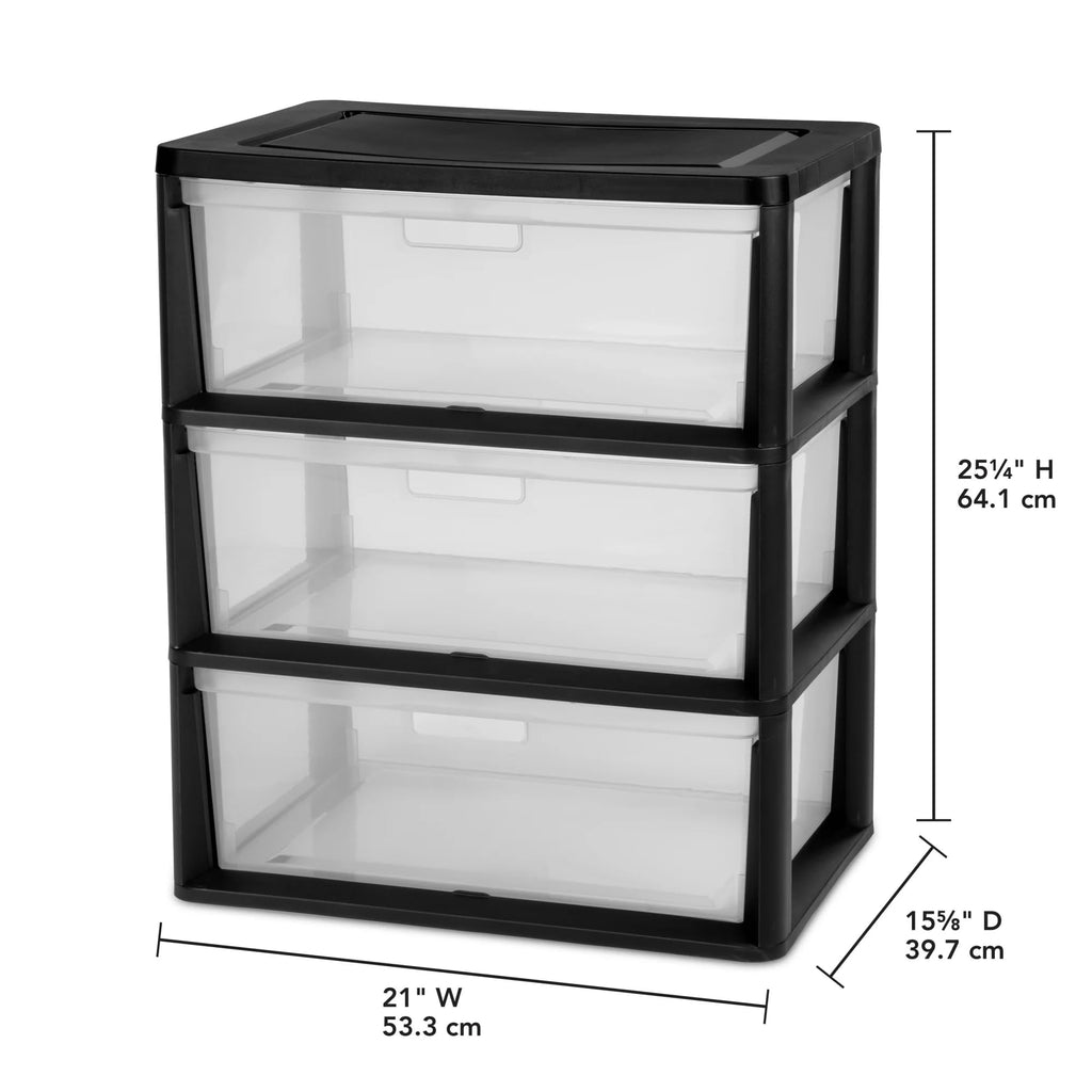 3 Drawer Clear Plastic Storage Cart H58244