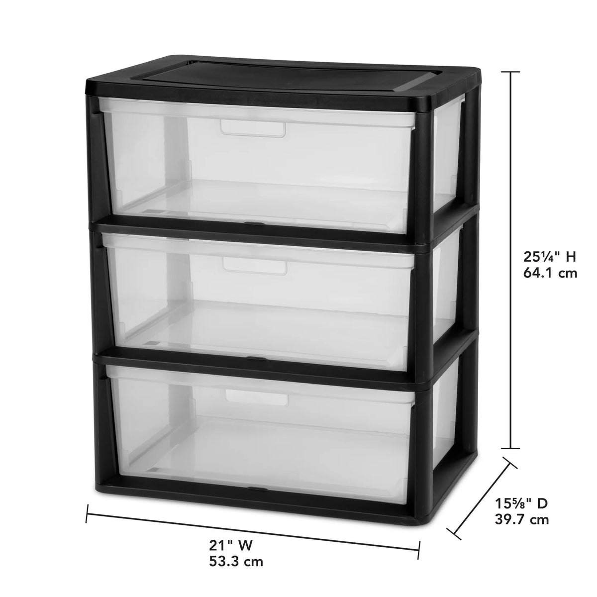 3 Drawer Clear Plastic Storage Cart H58244