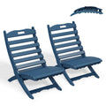 Blue HDPE Plastic Folding Adirondack Chairs Set of 2 O29672