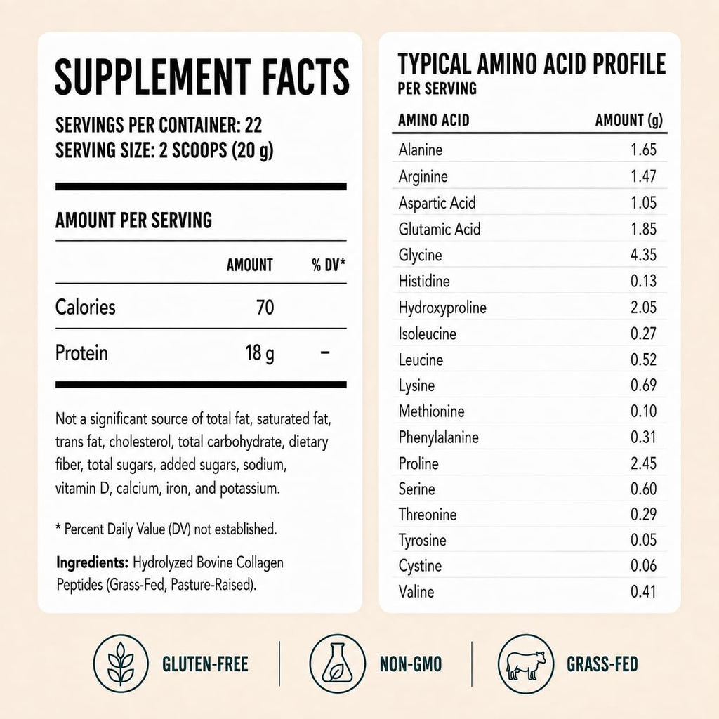 Hydrolyzed Bovine Collagen Peptides Powder, Grass Fed, Unflavored, 16 oz Q98751
