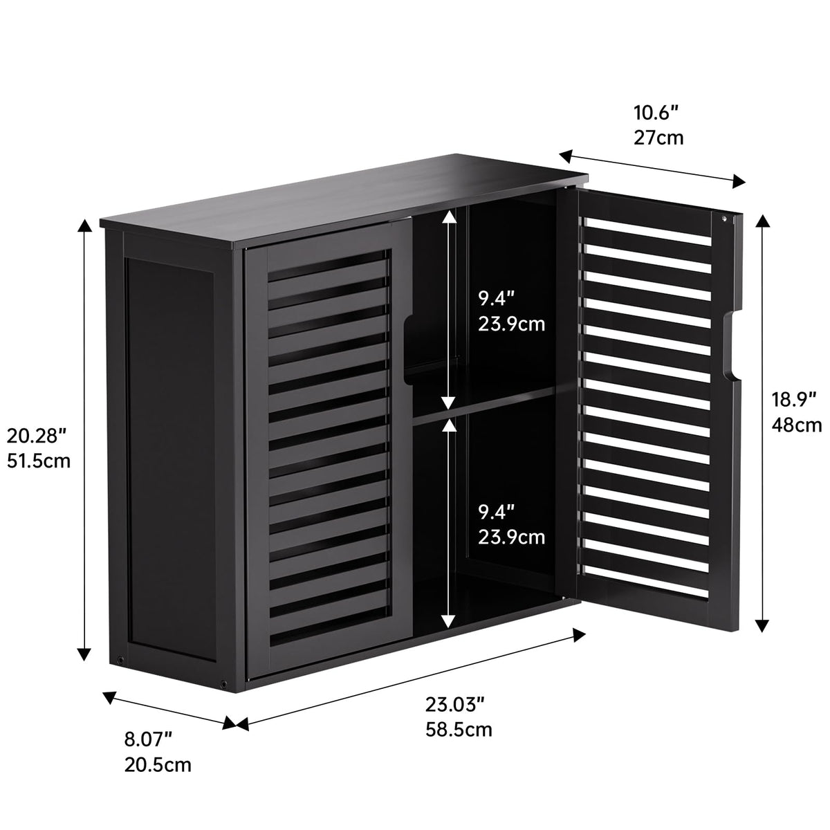 Black Bathroom Storage Cabinet with Adjustable Shelf G16872