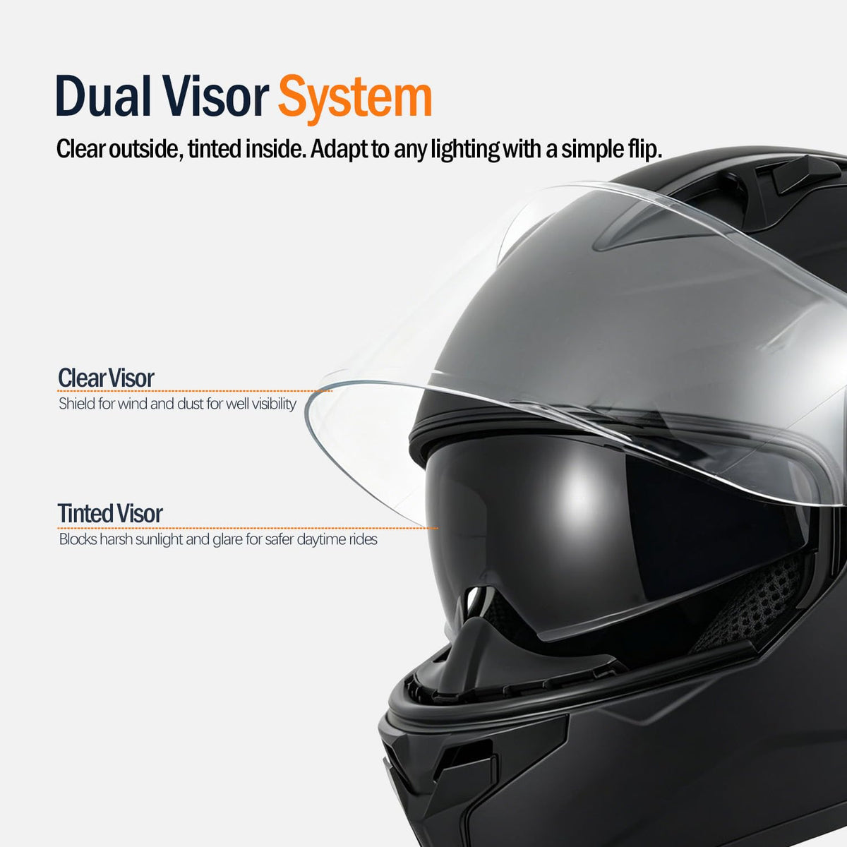 Full Face Flip Up Matte Black Motorcycle Helmet M878