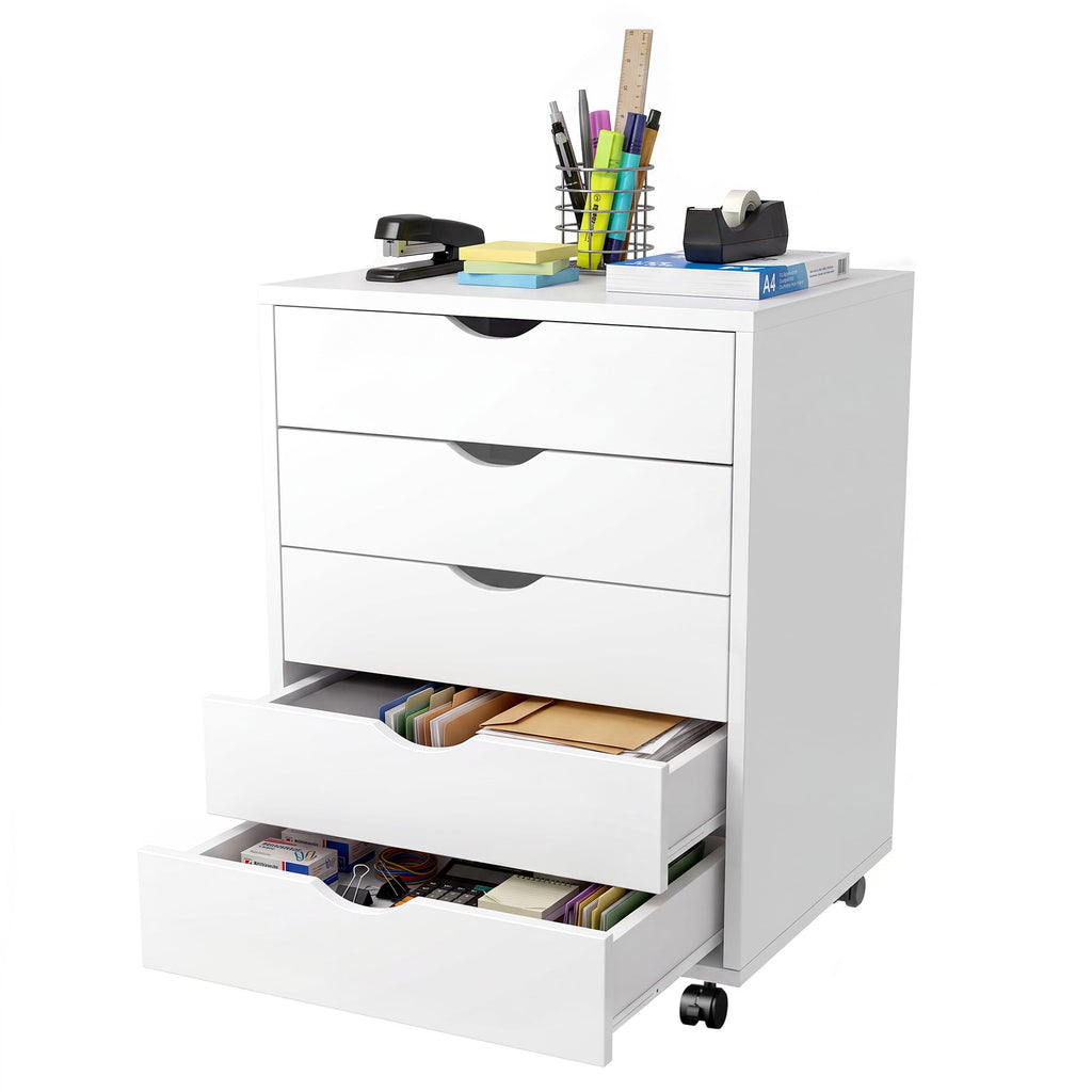 White 5 Drawer Rolling Storage Cabinet J465