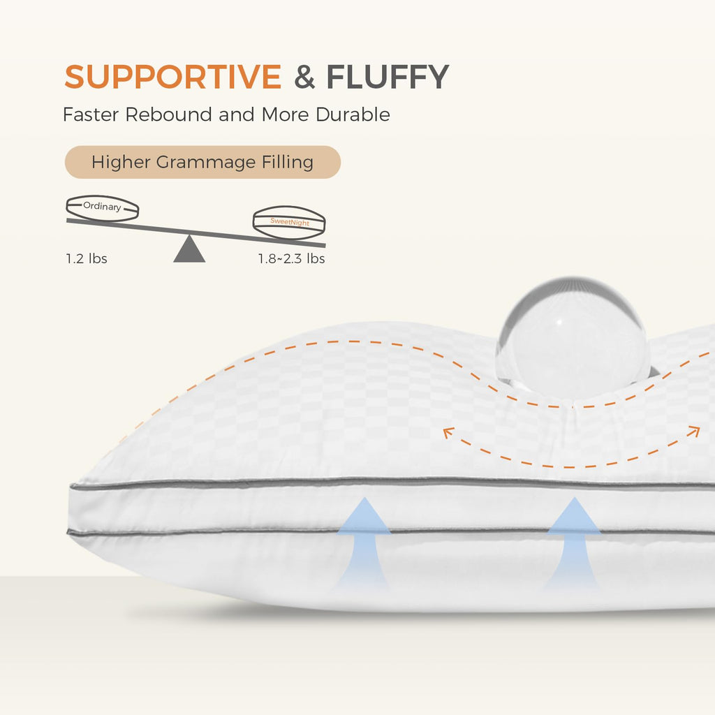 King Size Set of 2 Gusseted Bed Pillows B973146