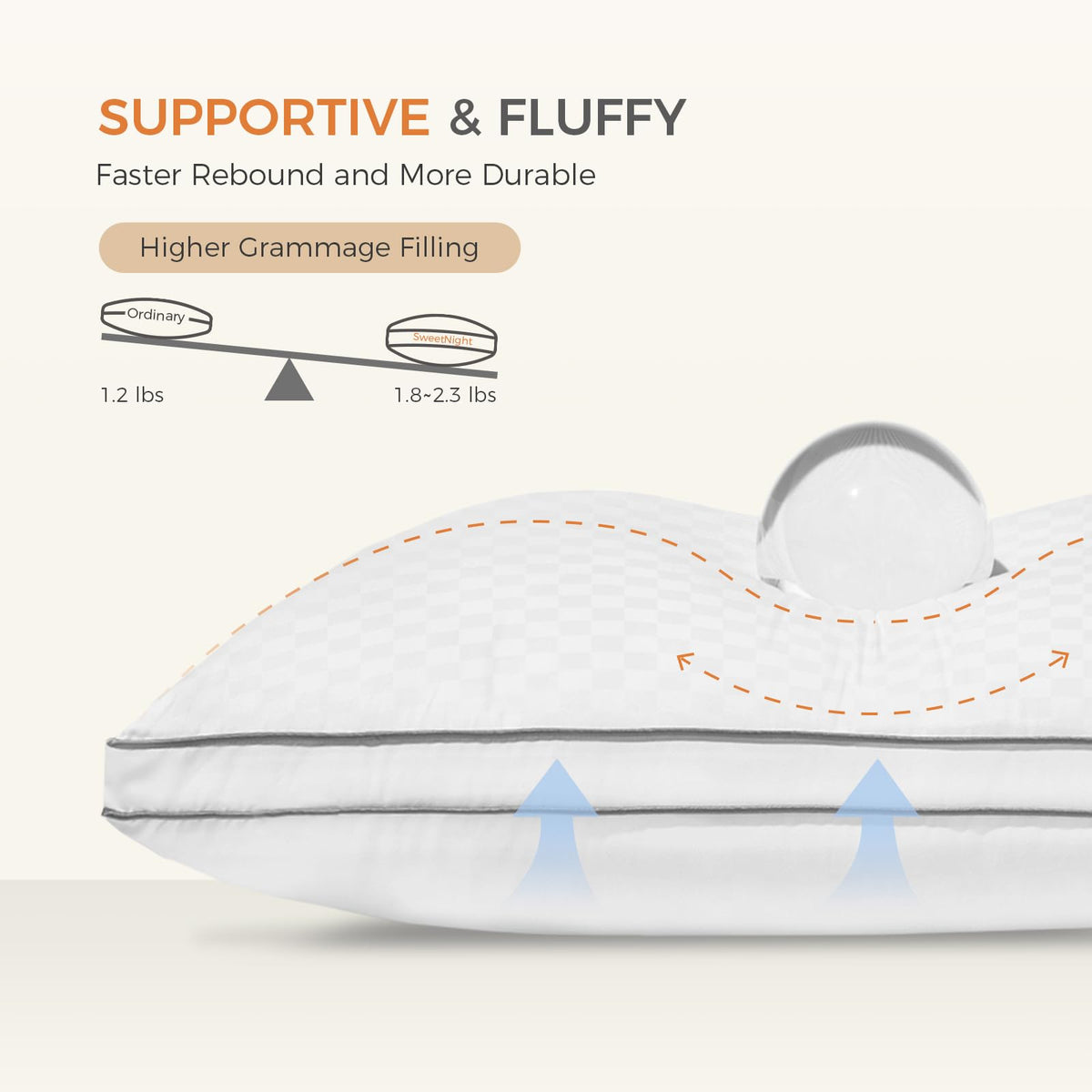 King Size Set of 2 Gusseted Bed Pillows B973146