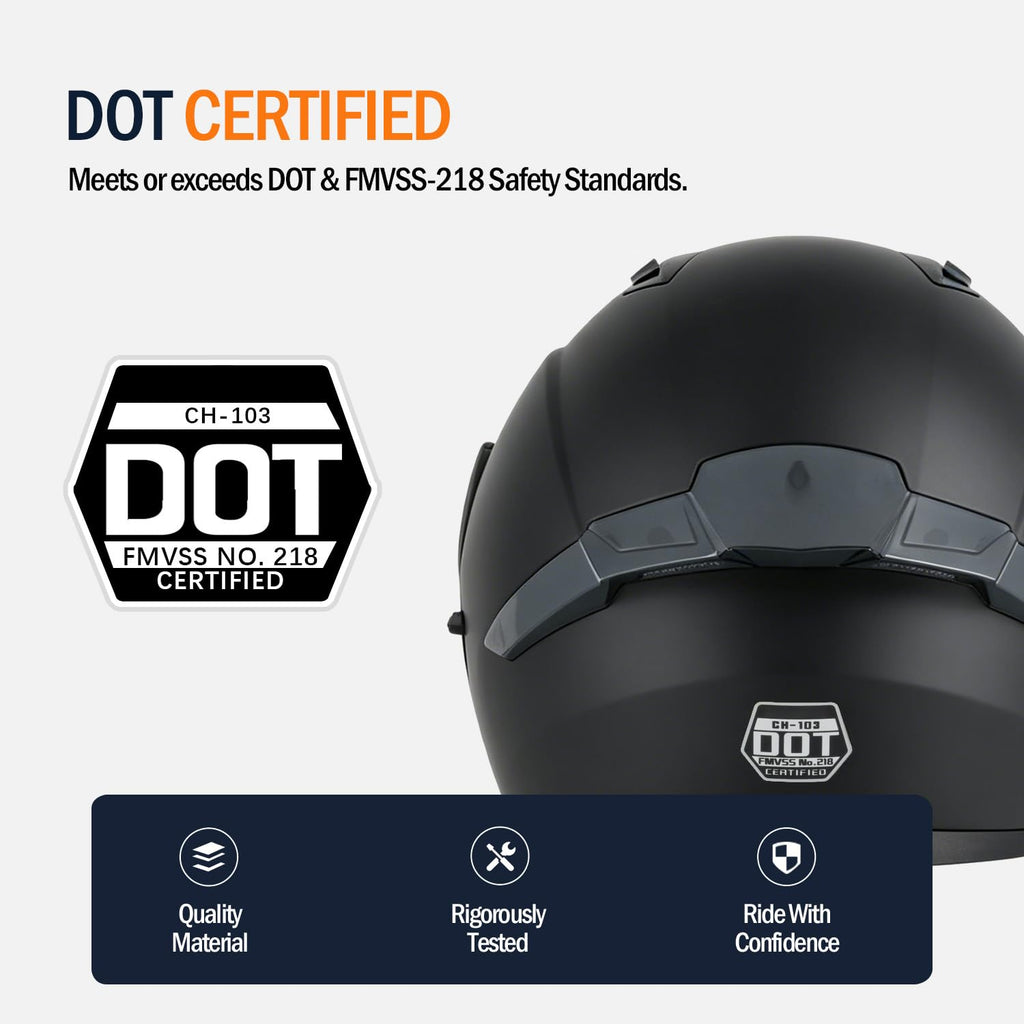 Full Face Flip Up Matte Black Motorcycle Helmet M878