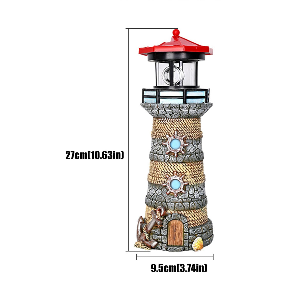 Solar Powered Resin Lighthouse Ornament Y22578