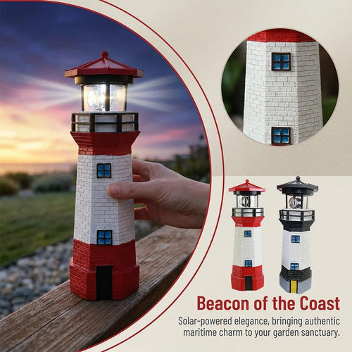 10.9in Resin Waterproof Solar-Powered Lighthouse Statue A31929