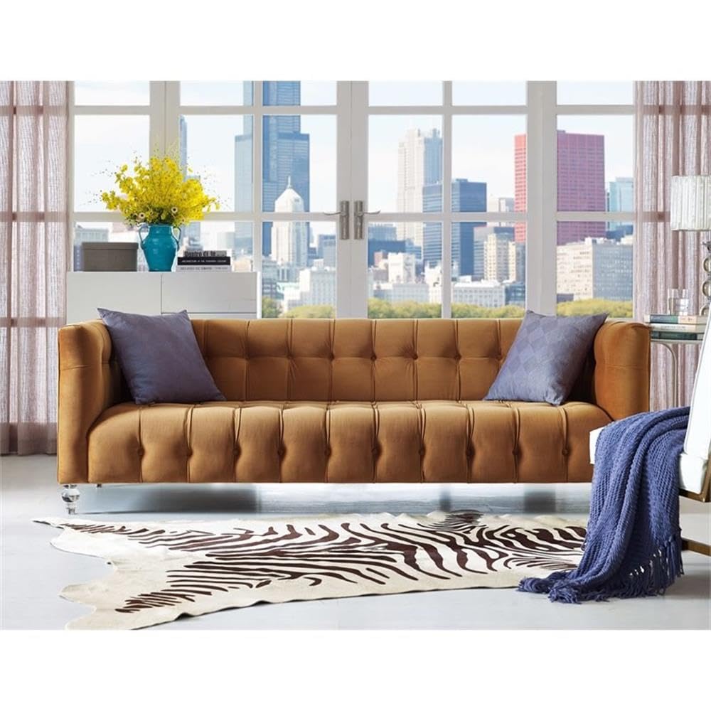 Velvet Upholstered Sofa with Tufted Seat and Back I57053