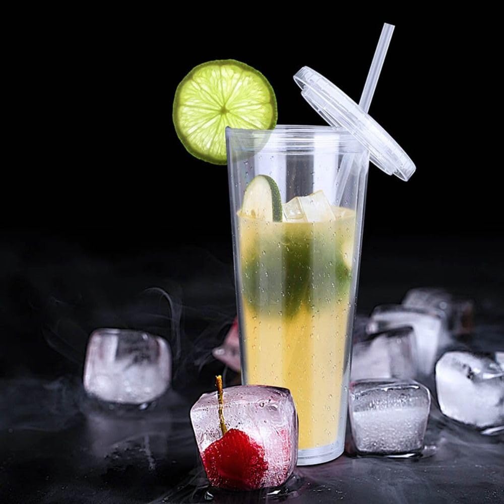 650ml Clear Tumbler with Lid and Straw Y971