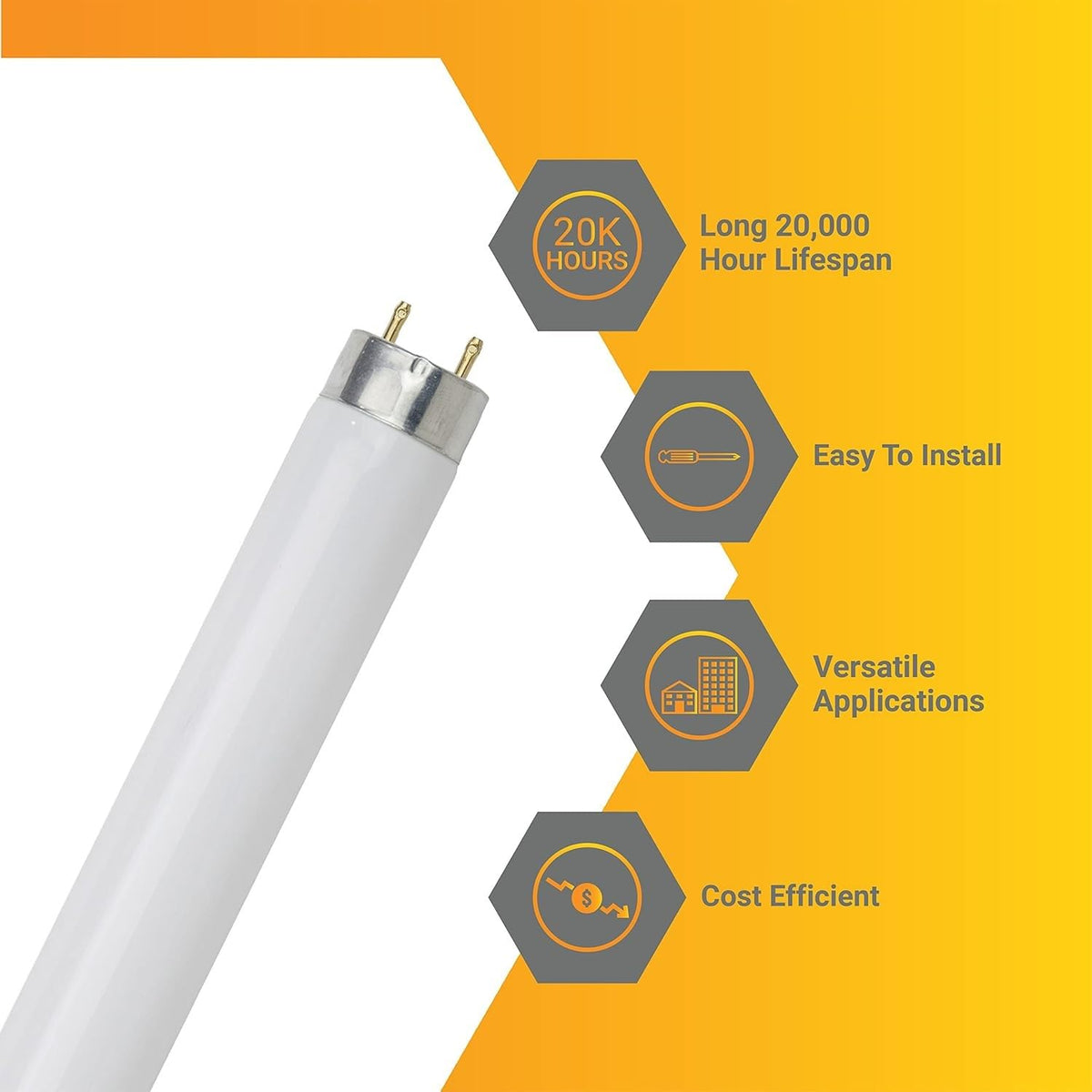 24 Inch T8 Fluorescent Tube Light Bulb 17W 1400 Lumens 3000K Soft White G13 Medium Bi-Pin Base 2 Foot Straight Linear Lamp Pack of 30 F75583