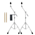 2 Pack Boom Cymbal Stand + Drum Sticks Holder + 2 Pair 5A Drum Sticks T244