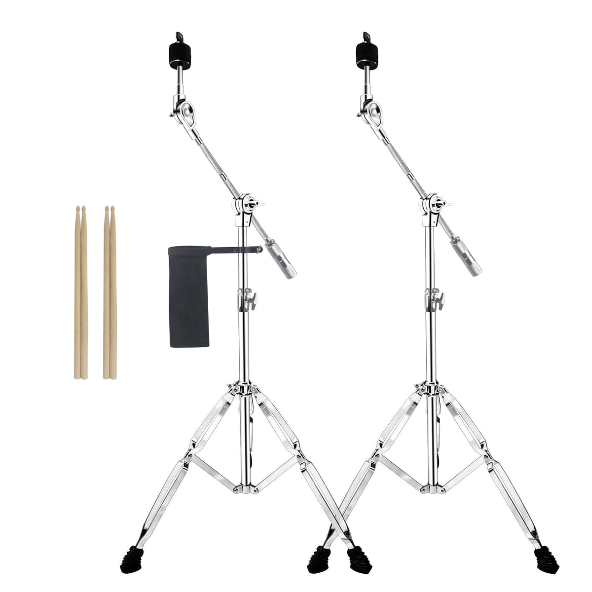 2 Pack Boom Cymbal Stand + Drum Sticks Holder + 2 Pair 5A Drum Sticks T244
