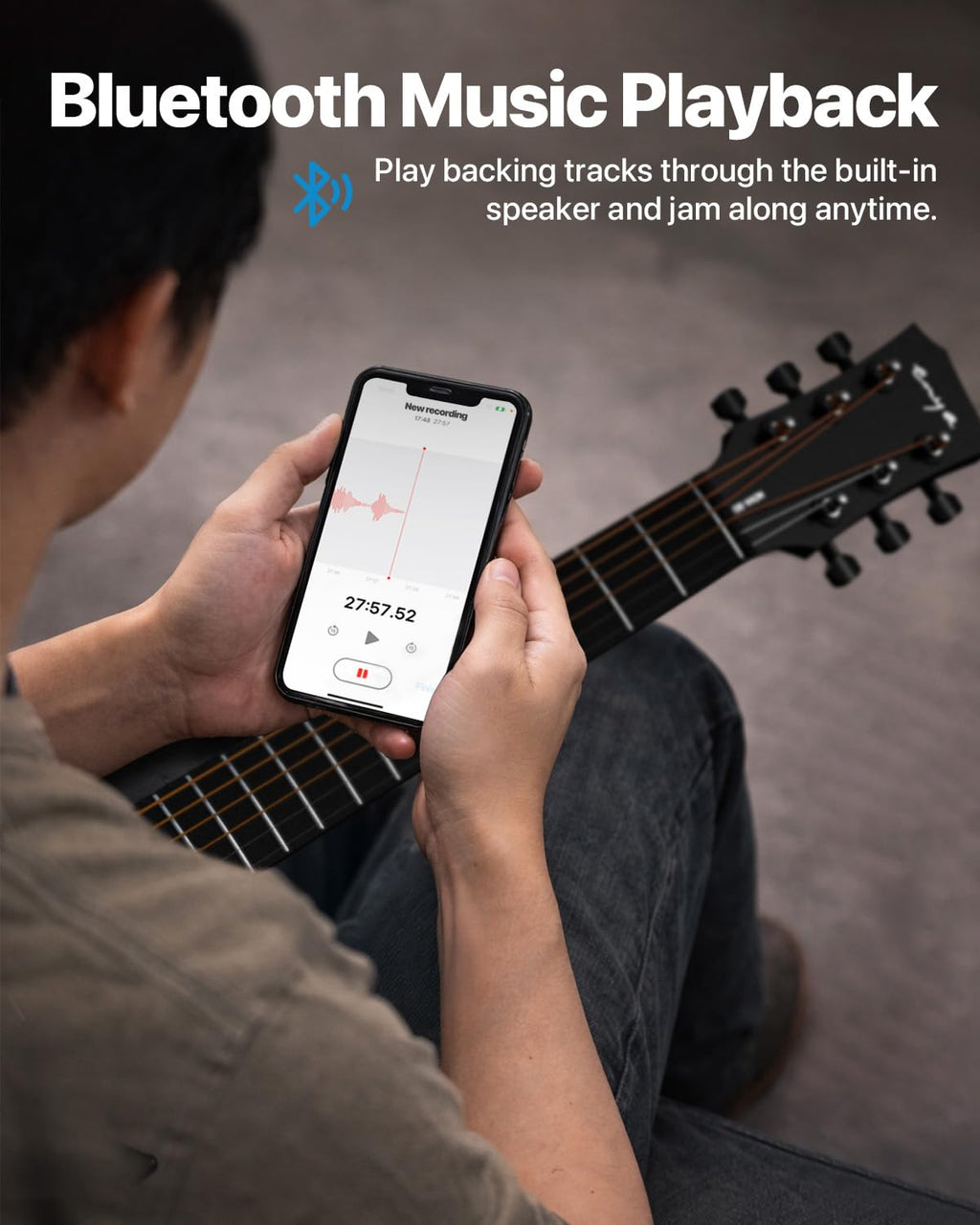 Carbon Fiber 35-Inch Smart Acoustic-Electric Travel Guitar P749