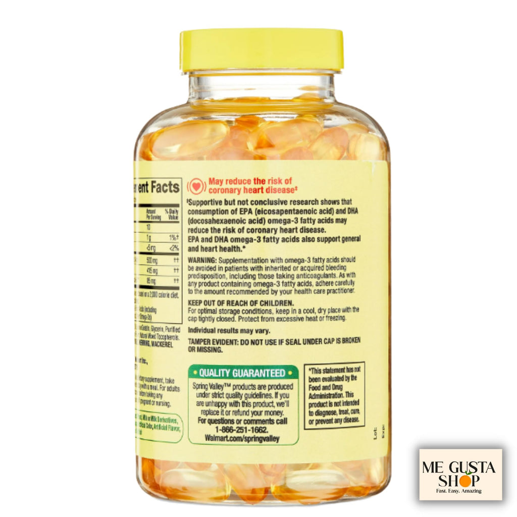 Omega 3 500mg 180 Softgels Fish Oil Dietary Supplements E558267