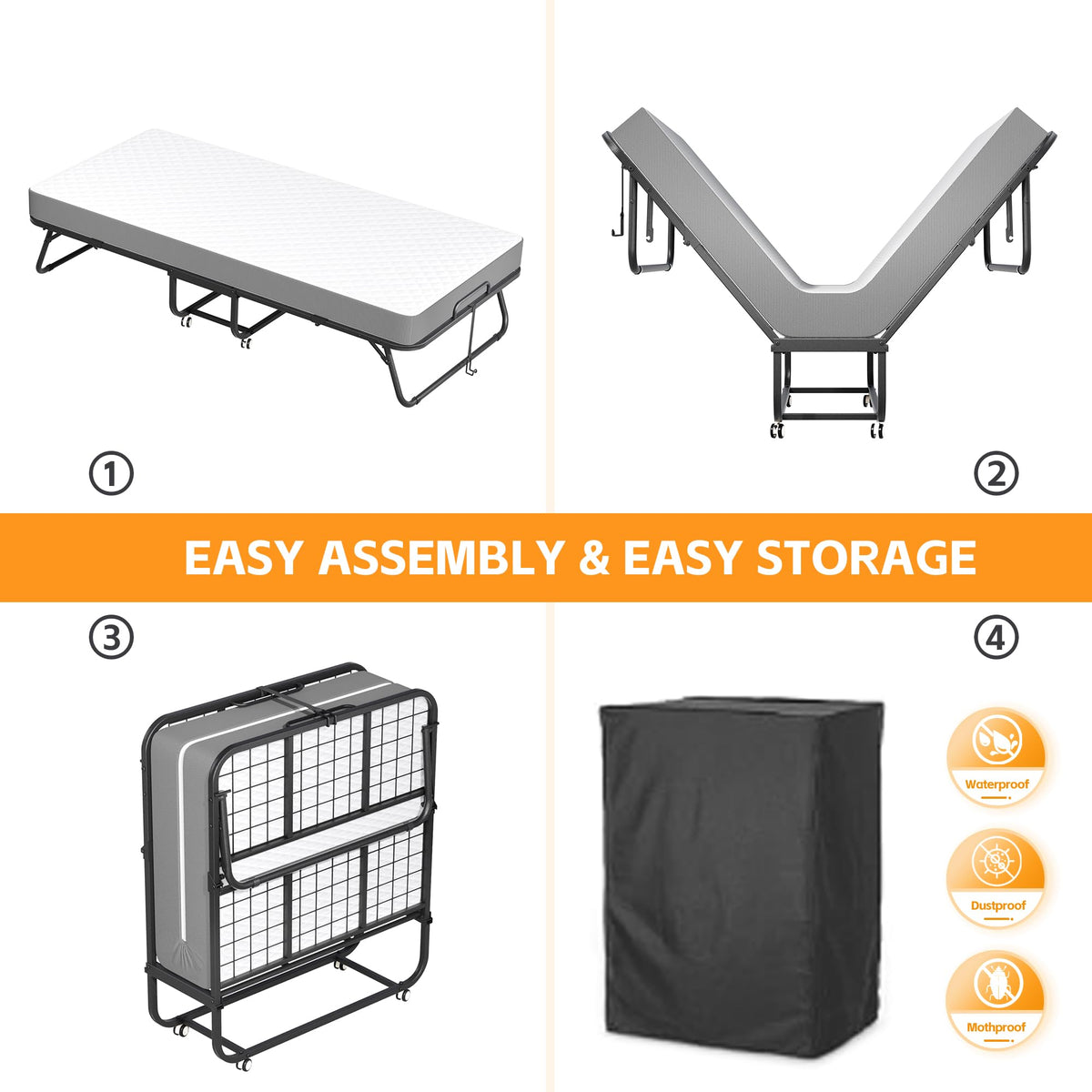Folding Bed with 5-inch Memory Foam Mattress Y549820
