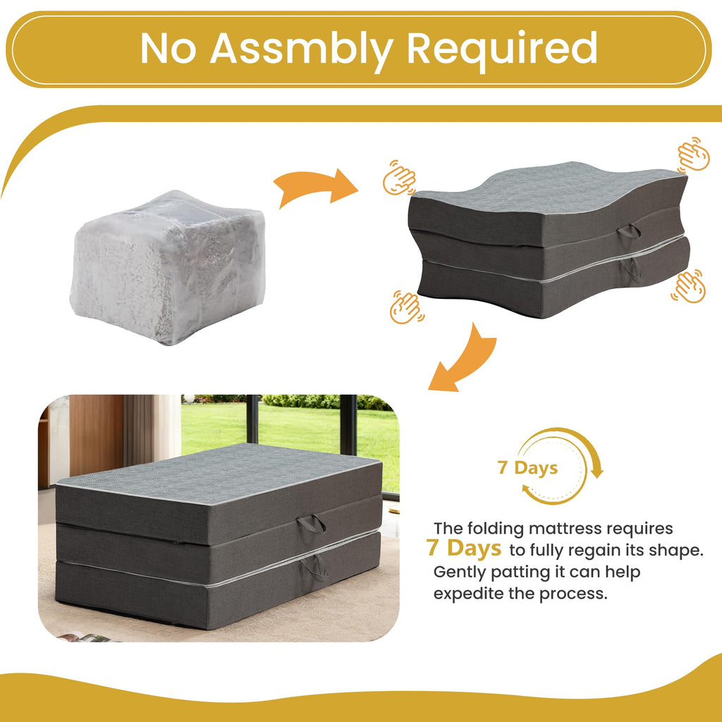 Queen Size 6 Inch Memory Foam Tri Folding Mattress E94821